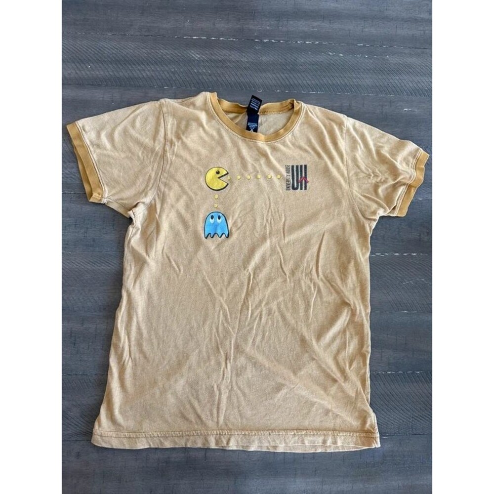 Pac-Man Ghost Graphic Ringer T Shirt Small University House Made USA Retro